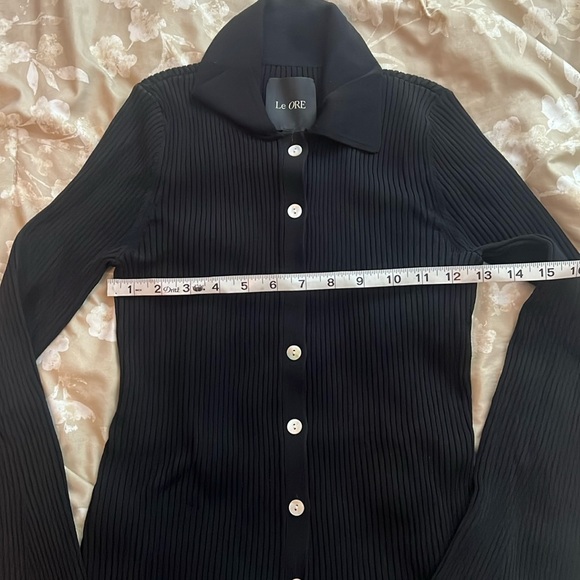 Le Ore Rimini Collared Ribbed Knit Cardigan Size Small - Picture 6 of 12